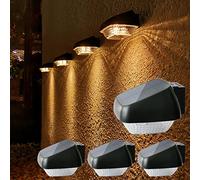 Lacasa Solar Wall Light, Outdoor Solar Lights for Outdoor Garden, Pack of 4 Solar Fence Lights, Warm White, 2700 K with On/Off Switch, LED Solar Lights for Fence, Patio, Light All Night, IP65