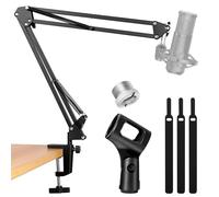LacBec Microphone Stand Boom Arm, Mic Stand Desk Mount, Adjustable Suspension Boom Scissor Arm Stand for Podcasting Gaming Recording, Compatible with HyperX QuadCast, Blue Yeti Snowball & Other Mics