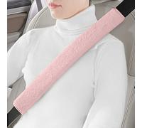 LACDL Extra Long Seatbelt Cover Super Soft Furry for Adults Kids Women & Men, Thick Plush Full Car Seat Belt Strap Cushion, Fluffy Shoulder Pad Protector, Auto Interior Accessories, 1pc, Pink, 15.5in