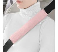 LACDL Extra Long Seatbelt Cover Super Soft Furry for Adults Kids Women & Men, Thick Plush Full Car Seat Belt Strap Cushion, Fluffy Shoulder Pad Protector, Auto Interior Accessories, Pink 10.5in, 2pcs