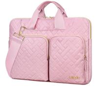 Lacdo 360° Protective Laptop Shoulder Bag, 14 inch Computer Bag for 14 inch New MacBook Pro M5/M4/M3/M2/M1 Chips Pro Max A3434 A3112 A3401 A3185 A2918 A2992 A2779 A2442 2025-2021 Bag, Sakura Pink