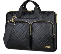 Lacdo 360° Protective Laptop Shoulder Bag, 16 inch Laptop Bag for 16 inch New MacBook Pro M4/M3/M2 /M1 Pro Max A3403 A3186 A2991 A2780 A2485 2024-2019, 15" Surface Laptop 7th Copilot+PC, Elegant Black
