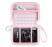 Lacdo Camera Carrying Case for Canon PowerShot ELPH 360/200/185/180/190/350, Sony Cyber-Shot DSC-W830/WX350/WX500/W810/W800 Digital Camera, Hard EVA Protective Camera Storage Trave Bag, Pink