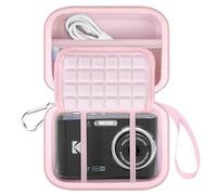 Lacdo Camera Carrying Case for Kodak PIXPRO FZ45 FZ55 FZ53 FZ43 16MP Vlogging Digital Camera, Hard EVA Protective Storage Trave Bag, Mesh Bag Fits Batteries, USB Cable, SD Card, Memory Card, Pink