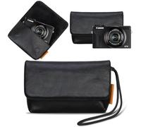 Lacdo Camera Case Bag for Canon PowerShot G7 X Mark III / G7X Mark II Digital Camera, Soft Leather Protective Camera Travel Pouch Sleeve, Compact Canon G7 X Mark III Case Bag with Wrist Strap, Black
