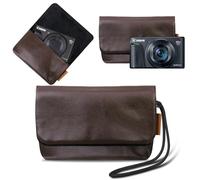 Lacdo Camera Case Bag for Canon PowerShot G7 X Mark III / G7X Mark II Digital Camera, Soft Leather Protective Camera Travel Pouch Sleeve, Compact Canon G7 X Mark III Case Bag with Wrist Strap, Brown
