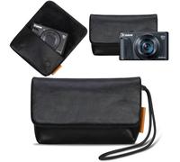 Lacdo Camera Case Bag for Canon PowerShot SX740 / SX730 / SX720 / SX620 Digital Camera, Soft Leather Protective Camera Travel Pouch Sleeve, Compact Canon SX740 Camera Case Bag with Wrist Strap, Black