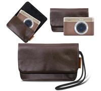 Lacdo Camera Case Bag for Kodak PIXPRO C1 Friendly Zoom Digital Camera, Soft Leather Protective Camera Travel Pouch Sleeve, Compact Kodak PIXPRO C1 Camera Bag with Wrist Strap, Brown