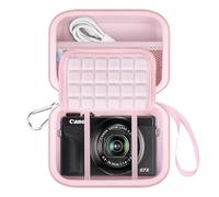 Lacdo Camera Case for Canon PowerShot G7 X Mark III/PowerShot G7 X Mark II 4K Vlogging Camera, Point and Shoot Vlogging Camera Bag Carrying Case, Mesh Pocket fits USB Cable, Batteries, Pink