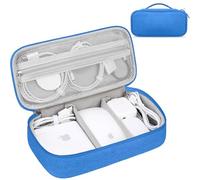 Lacdo Electronic Organizer Travel Cable Organizer Bag Pouch Tech Electronic Accessories Carry Case Portable Double Layers Charger Case for Cable, Cords, Charger, Earphone, Power Bank, Blue