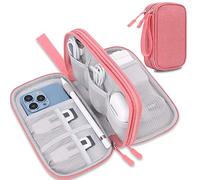 Lacdo Electronic Organizer Travel Cable Organizer Bag Pouch Tech Electronic Accessories Carry Case Portable Double Layers Charger Case for Cable, Cords, Charger, Phone, Earphone, Power Bank, Pink
