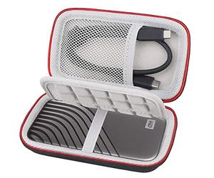 Lacdo External Hard Drive Carry Case for WD My Passport SSD External Portable Drive 500GB 1TB 2TB 4TB External Solid State Drive EVA Shockproof Water Repellent Protective Storage Travel Bag, Black