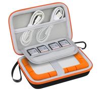 Lacdo Hard Drive Carrying Case for LaCie Rugged/Rugged Mini/Rugged Thunderbolt USB-C External Hard Drive Portable HDD LAC9000298 1TB 2TB 4TB 5TB EVA Shockproof Protective Bag, Black+Orange