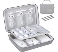 Lacdo Hard Travel Electronic Organizer Case for MacBook Power Adapter Charger, Apple Pencil, Mouse, Power Bank, USB Flash Disk,SD Card Small Protective Portable Accessories & 3 Cable Tie, Gray