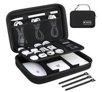 Lacdo Hard Travel Electronic Organizer, MacBook Power Adapter Charger Case | for Cables, Cords, Apple Pencil, Mouse, Power Bank, USB Flash Dive, SD Cards, EVA Protective Portable Accessories Bag, Black