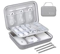 Lacdo Hard Travel Electronic Organizer, MacBook Power Adapter Charger Case | for Cables, Cords, Apple Pencil, Mouse, Power Bank, USB Flash Dive, SD Cards, EVA Protective Portable Accessories Bag, Gray