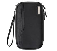 Lacdo Passport Holder Family Passport Wallet Women Men Travel Document Organizer Credit Cards Case Bag Water Resistant with Removable Wrist & Neck Strap Portable Travel Essentials, Black
