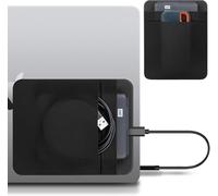 Lacdo Portable External Hard Drive Carrying Case, 2-Pocket Stick on Pouch Holder for Laptop, Fit 2.5" Seagate, WD, Toshiba External HDD, SSD, Wireless Mouse,Cable, Sleeve with Reusable Adhesive, Black