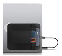 Lacdo Portable External Hard Drive Carrying Case, Hard Drive Holder for Laptop, 2-Pocket Adhesive Pouch Stick on Holder, Fit 2.5" Seagate, WD, Toshiba External HDD, SSD, Cable, Magic Mouse, Black