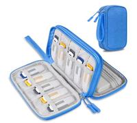 Lacdo USB Flash Drive Case Thumb Drive Holder Case Organizer Portable Electronic Accessories Storage Bag for SanDisk/SamData/Samsung USB Flash Drives Jump Drive Memory Stick, SD Card, Cable, Blue