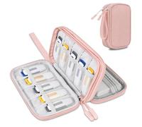 Lacdo USB Flash Drive Case Thumb Drive Holder Case Organizer | Portable Electronic Accessories Storage Bag for SanDisk/Samsung USB Flash Drives Jump Drive Memory Stick, Cables, Light Pink