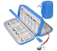 Lacdo USB Flash Drive Case Thumb Drive Holder Case Organizer Storage Bag | Portable Electronic Accessories Storage Bag for SanDisk/Samsung USB Flash Drives Jump Drive Memory Stick, Cables, Blue