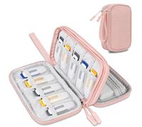 Lacdo USB Flash Drive Case Thumb Drive Holder Organizer Portable Electronic Accessories Storage Bag for SanDisk/SamData/Samsung USB Flash Drives Jump Drive Memory Stick, SD Card, Cable, Light Pink