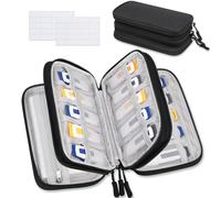 Lacdo USB Flash Drive Case, USB Organizer Thumb Drive Holder with Labels | Portable Storage Bag Large Capacity for 20 SanDisk/Samsung Flash Drives Memory Stick, SD Card, Cables, with Labels, Black