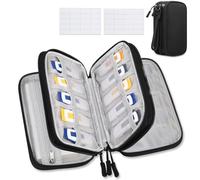 Lacdo USB Flash Drive Case with Labels, USB Organizer Thumb Drive Holder | USB Case Portable Storage Bag Large Capacity for 20 SanDisk/Samsung Flash Drives Jump Memory Stick, SD Card, Cable, Black