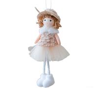 Lace Angel Ornament 18.5cm Floral Tulle Christmas Tree Pendant Khaki | Crafted from cloth with lace floral tulle skirt for romantic decor suits Christmas trees or parties non-electric