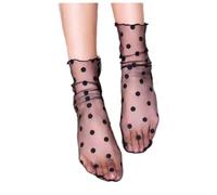 Lace Ankle Socks 5/3Pair Sexy Fishnet Lace Mesh Socks Set Women Short Black Silk Sock Summer Ultrathin High Elastic Nylon Socks Short Stockings(Dot,3pair)