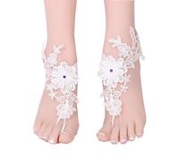 Lace Anklets Barefoot Sandals Summer Beach Bridesmaid Wedding Bridal Anklet Prom Pool Party Bellydance Accessories, One Size, crystal