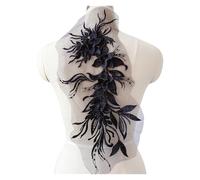 Lace Applique 1Pc Flower Pearl Embroidery Applique Patch Sew On Hat Clothes 47 * 16CM Lace Fabric(Black)