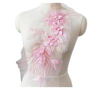 Lace Applique 1Pc Flower Pearl Embroidery Applique Patch Sew On Hat Clothes 47 * 16CM Lace Fabric(Light Pink)