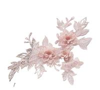 Lace Applique 2Pcs 3D Flowers Lace Applique Imitation Pearl Tulle Embroidery Patches DIY Sewing Lace Collar Decor Clothes Applique Accessories(Lace Collar-03)