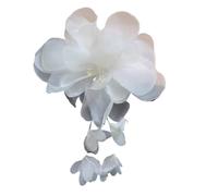 Lace Applique 2pcs Handmade Three-Dimensional Flower Fabric DIY Hanging Whisker(White)