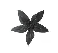 Lace Applique 3D Three-Dimensional Rose Satin Five-Leaf Flower Fabric Decoration Suspender Dress Head Accessories(Large Black)
