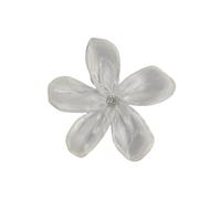 Lace Applique 3D Three-Dimensional Rose Satin Five-Leaf Flower Fabric Decoration Suspender Dress Head Accessories(Round White)