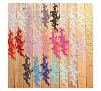 Lace Applique 4 Psc/2 Pairs 26 Colors White Pink Violet Red Venise Flower Lace Applique Trim Wedding Dress Sewing Lace 33 * 10cm(7 Champagne)