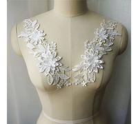 Lace Applique,Applique Embroidery, 2PCS White Black Red Blue 3D(White)
