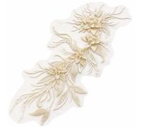Lace Applique Dimensional Floral Beaded, Champagne