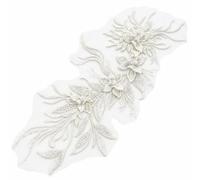 Lace Applique Dimensional Floral Beaded, White