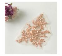 Lace Applique Embroidery 2Pcs 3D Flower Beaded Embroidery Patch Mesh Fabric Lace Applique Sew Wedding Dress Clothes Decoration(Color17)