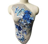 Lace Applique Floral Embroidery, Embroidered Flower Lace Mesh Applique for Sewing Wedding Dress Multicolor 22cm x 50cm(Green)
