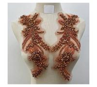 Lace appliqué Glass Diamond Hand-Sewn Bra Patch DIY Accessories Dress Wedding Accessories(Orange)