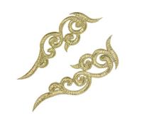 Lace Applique Mirror Pair Embroidered Patches Golden Guipure Lace Sewing lace for Dress Applique DIY Bridal Headdres Lace Collar(LP-1882)