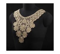 Lace Applique Sequin 3D Gold Polyester Embroidery DIY Flower Lace Collar, Fabric Sewing Applique, Ribbon Trim, Neckline Guipure Cloth, Wedding Decor(Color 4)