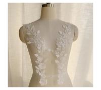 Lace Applique Sequin Bead Embroidery Patch .Wedding Dress Off White Mirror Flower .DIY Sewing Accessories Bridal Decoration