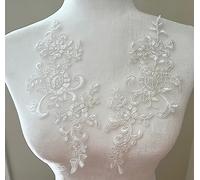 Lace Applique Sewing, 3 Pair Flower Sew On Lace Patches Embroidery Applique Repair for Wedding Dresses Clothes(White)