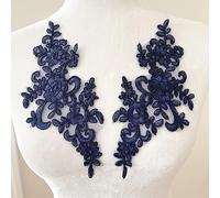 Lace Applique Sewing, 3 Pair Flower Sew On Lace Patches Embroidery Applique Repair for Wedding Dresses Clothes(Dark Blue)